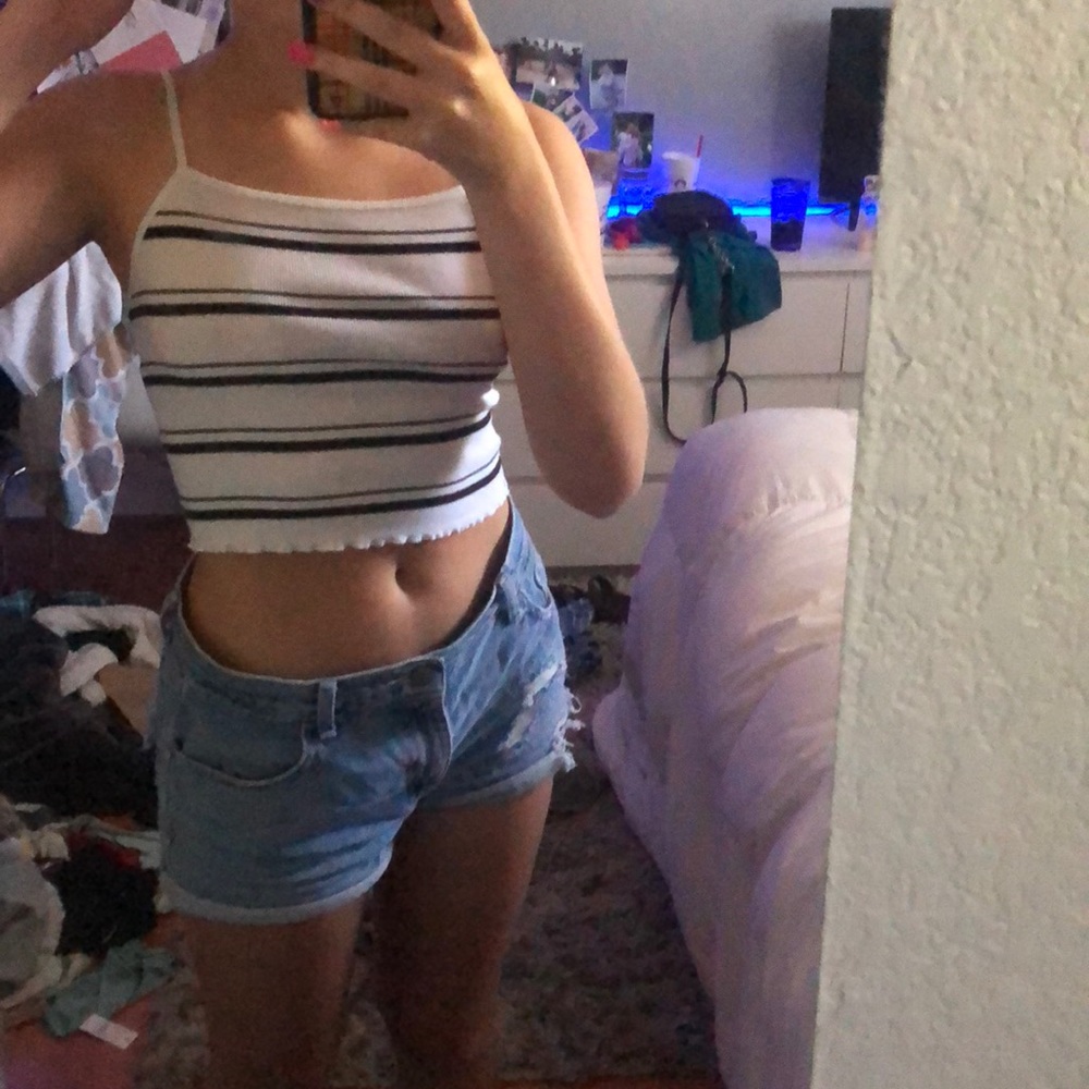 black and white striped crop top